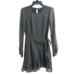 Abercrombie & Fitch Polka-Dot Sheer Ruffle Mini Black Dress Y2K Women's X-Small